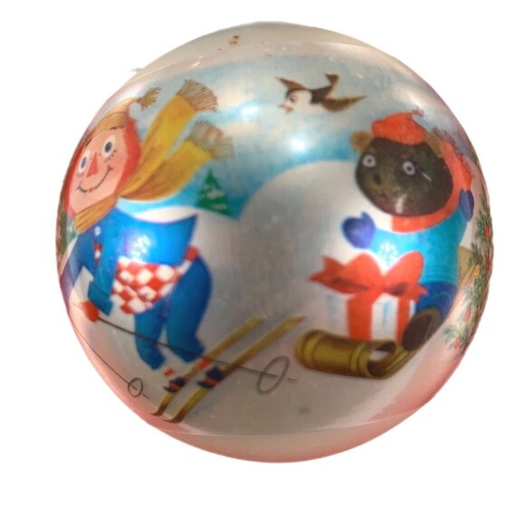 Vtg 1973 Raggedy Ann Andy Glass Christmas Ornaments Set Of 4 Ski Bobbs Merrill - Picture 2 of 11